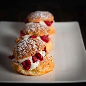 Raspberry & Vanilla Choux pastries